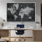 World Map Canvas Print, Detailed Map of the World Wall Art for Home or Office