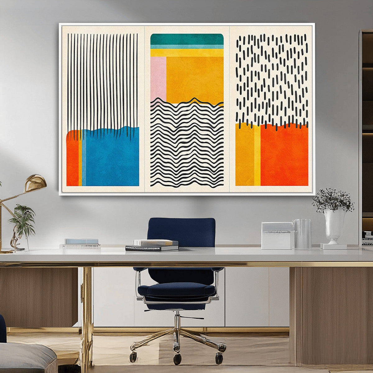 Canvas Print Wall Art Abstract Illustration Art Boho, Framed Abstract Boho Art