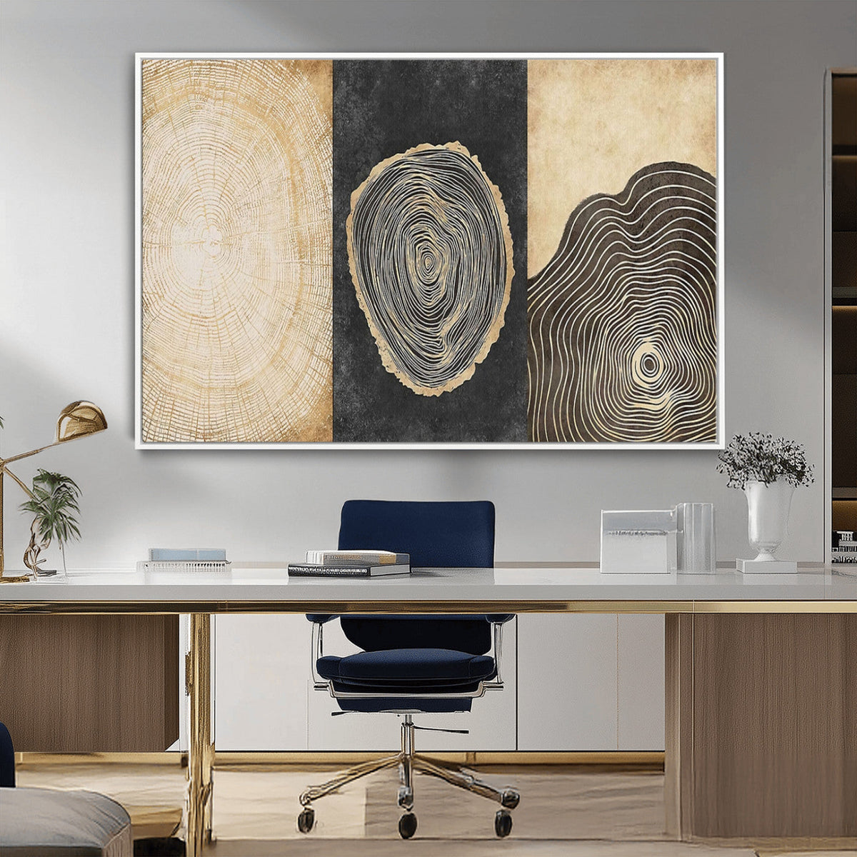Tree Rings Canvas Wall Art Print, Minimalist Natural History in Modern Decor