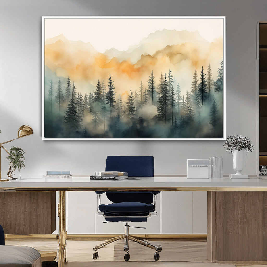 Abstract Forest Print | Mountain Wall Art | Autumn Landscape Canvas Print