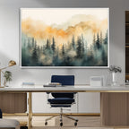 Abstract Forest Print | Mountain Wall Art | Autumn Landscape Canvas Print
