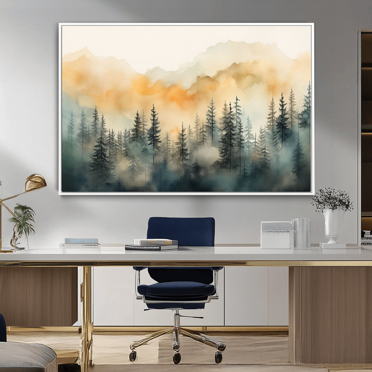 Abstract Forest Print | Mountain Wall Art | Autumn Landscape Canvas Print