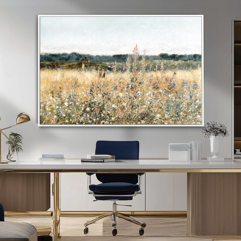 Wildflower Field Wall Art Canvas | Nature-Inspired Landscape Canvas Print for Living Room or Office