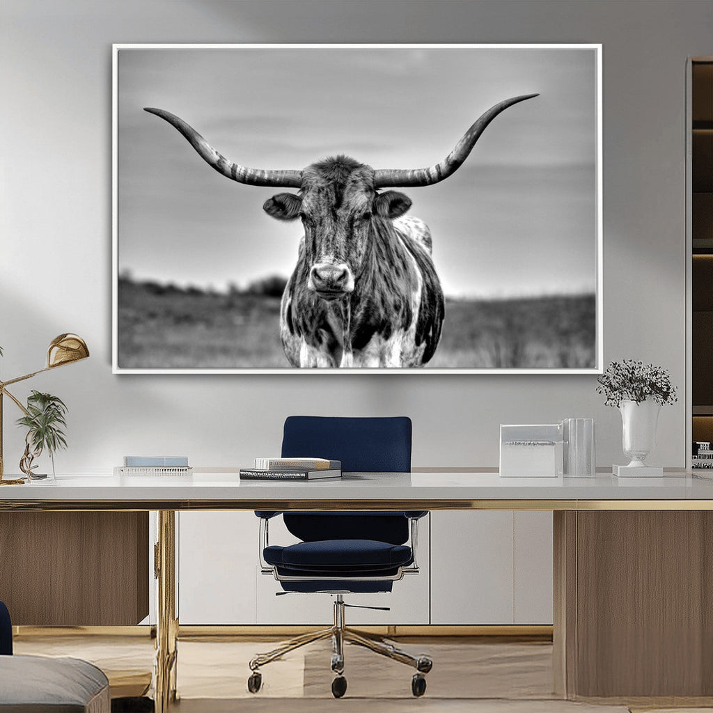 Texas Longhorn Cow Wall Art, Texas Longhorn Canvas, Cattle