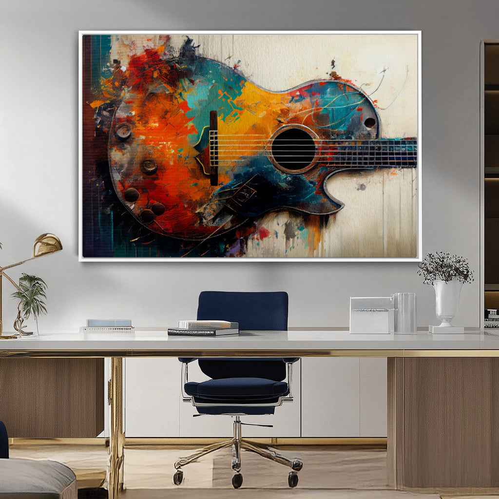 Abstract Guitar Wall Art Canvas | Vibrant Music-Inspired Art for Living Room or Studio
