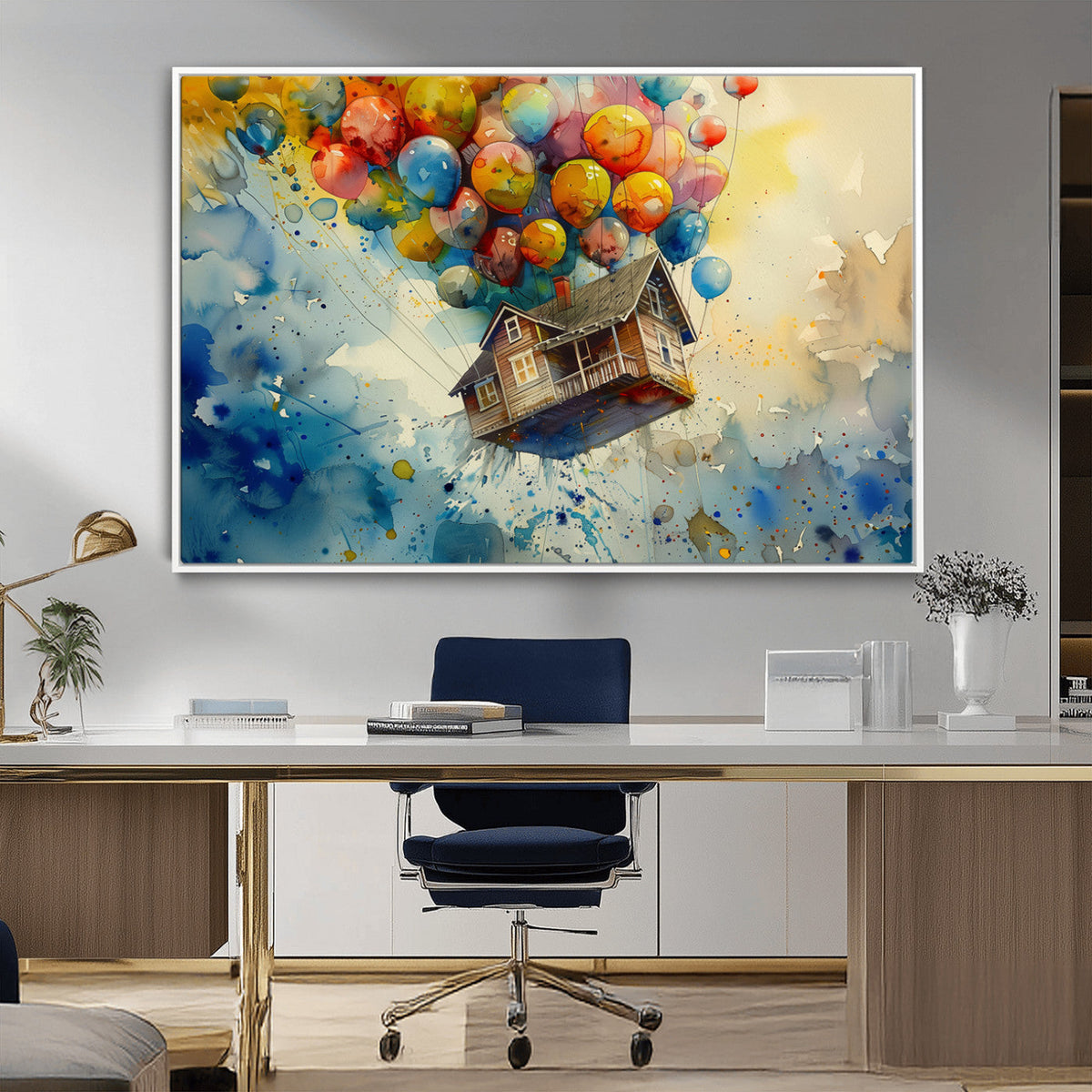 UP-Inspired Floating House with Balloons Canvas Art | Colorful Wall Decor