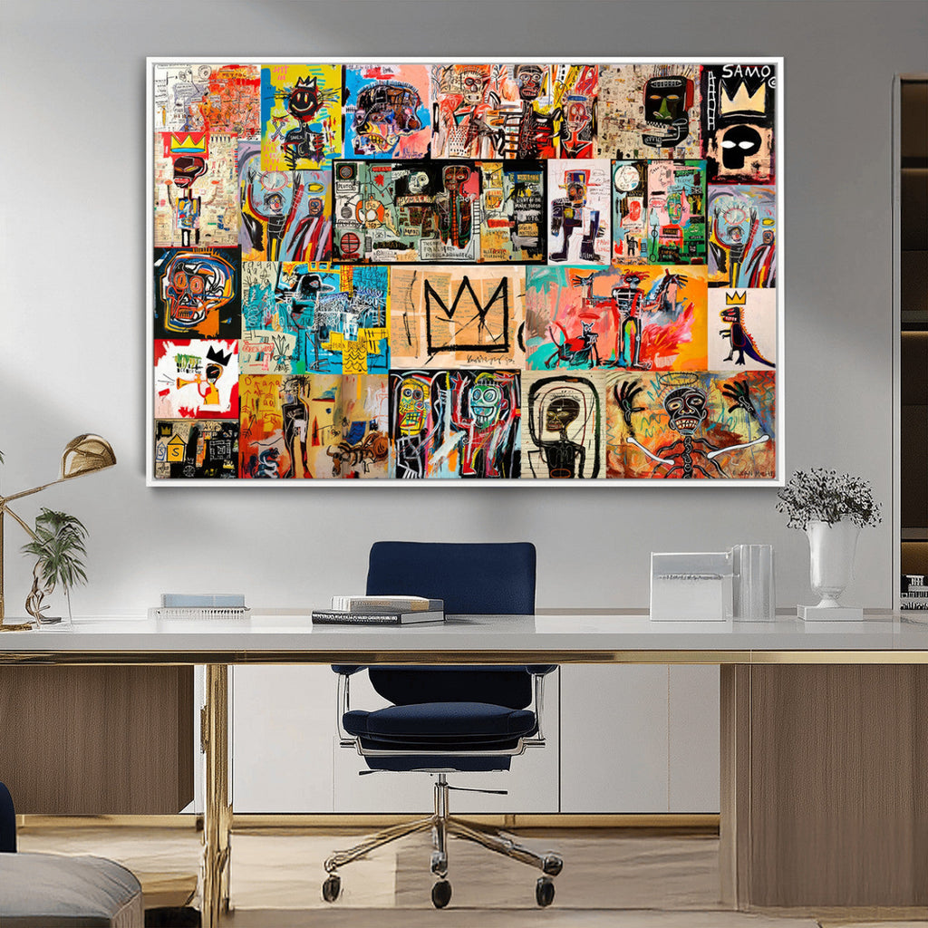 Abstract Art Collage Wall Art Canvas Print, Urban Graffiti Style