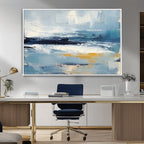 Abstract Ocean Canvas Wall Art - Coastal Blue and Gold
