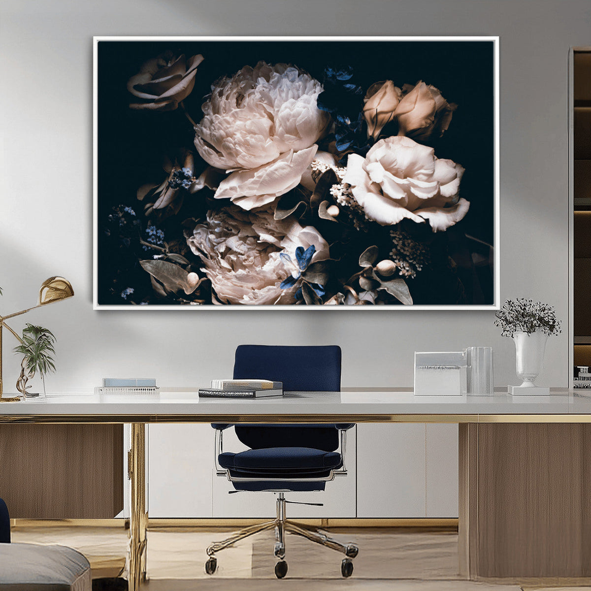 Pink Peonies Flowers Large Canvas Art Print
