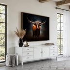 Abstract Texas Longhorn Wall Art Print | 3-Panel Large Texas Longhorn Canvas