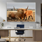 Highland Cow Canvas Wall Art Animal Print for Farm House Decor