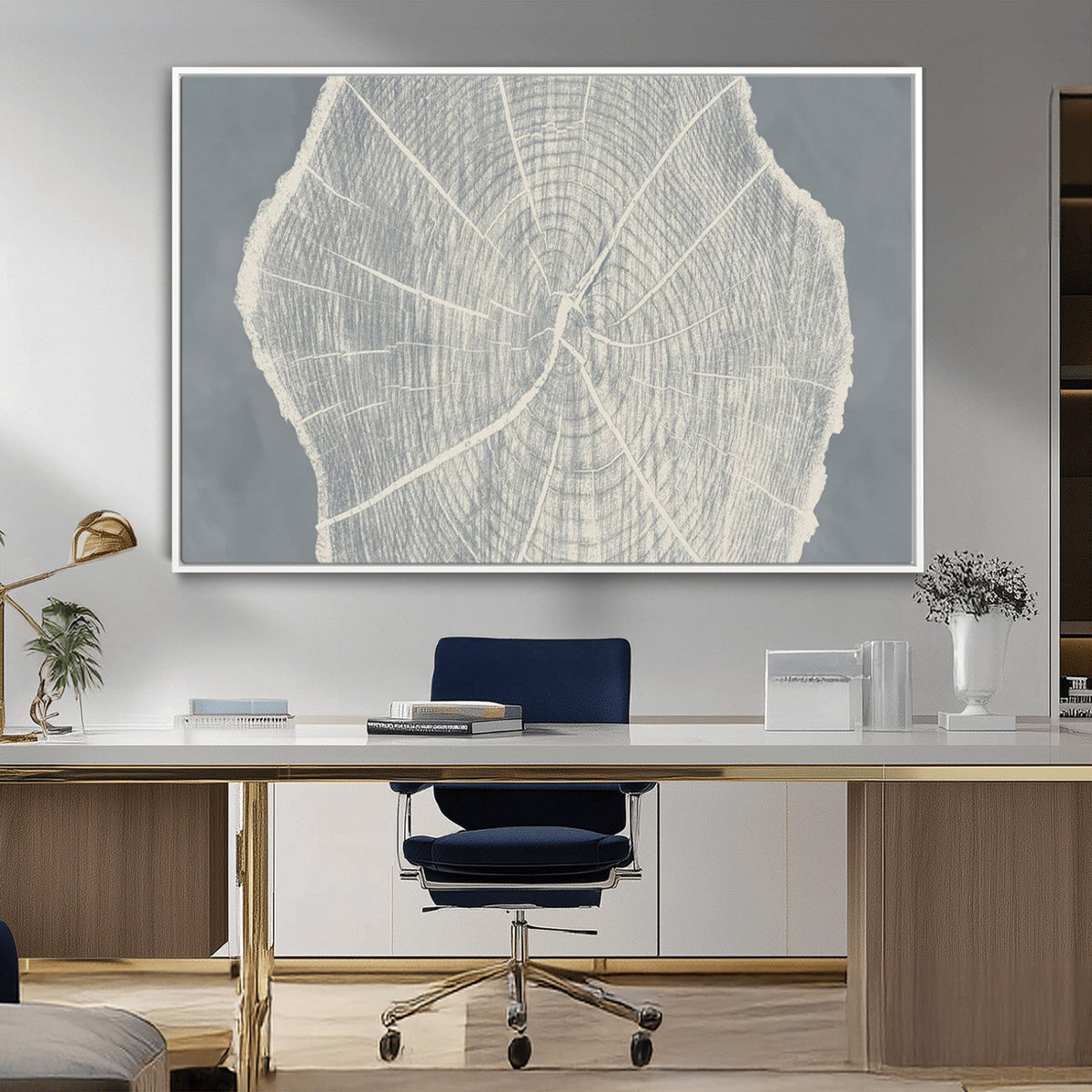 Abstract Tree Ring Wall Art Canvas Print, Framed and Ready to Hang