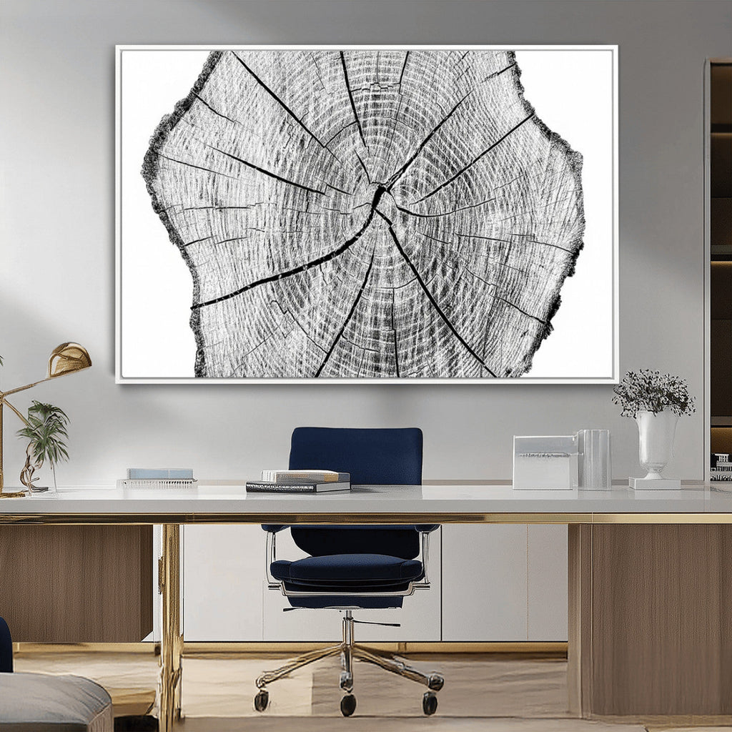 Rustic Tree Ring Wall Art Canvas Print, Framed and Ready to Hang