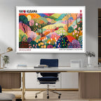 Framed Yayoi Kusama 1986 Wall Art Print | Japanese Wabi Sabi Vibrant Abstract Landscape Canvas