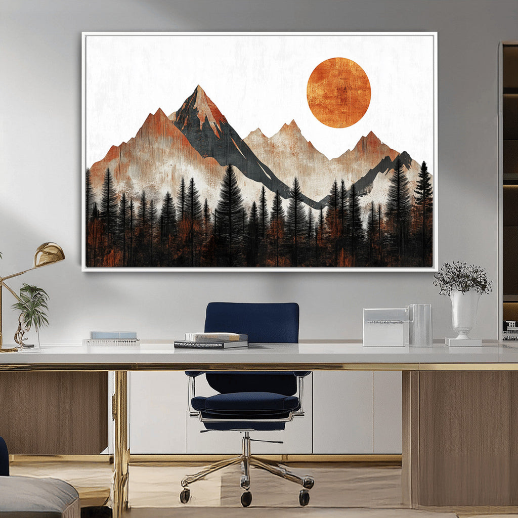 Modern Abstract Mountain Canvas Wall Art Print
