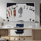 Poker Wall Art - Playing Cards Canvas Wall Art Print - Ace of Spades and Royal Flush Design