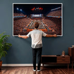 Texas Stadium Night Game Wall Art Canvas Print, Vibrant Football Fireworks Scene
