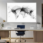 Flight Routes Air Traffic Map Canvas Wall Art, World Flight Routes Print
