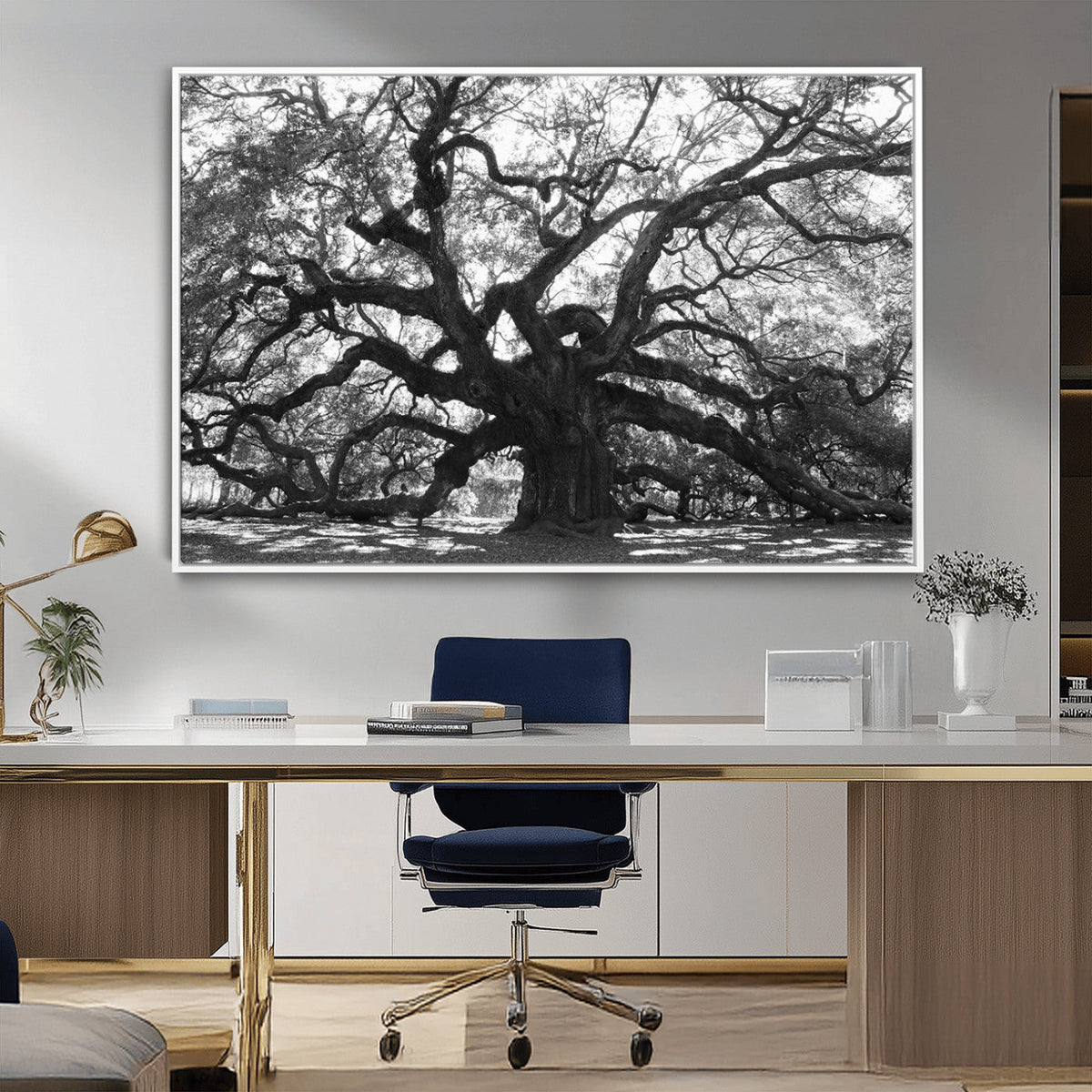 Ancient Oak Wall Art Canvas Print | Gnarled Tree with Twisted Branches