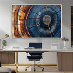 Framed Abstract Tree Ring Wall Art Print, Natural Rustic Wood Grain Canvas Print