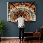 Tree Rings Wall Art Canvas Print, Rustic Wood Grain