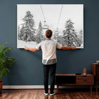 Ski Lift Wall Art | Framed Snowy Mountain Canvas Artwork