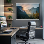 Yosemite Valley Wall Art Canvas Print, Framed Mountain Landscape National Park Art