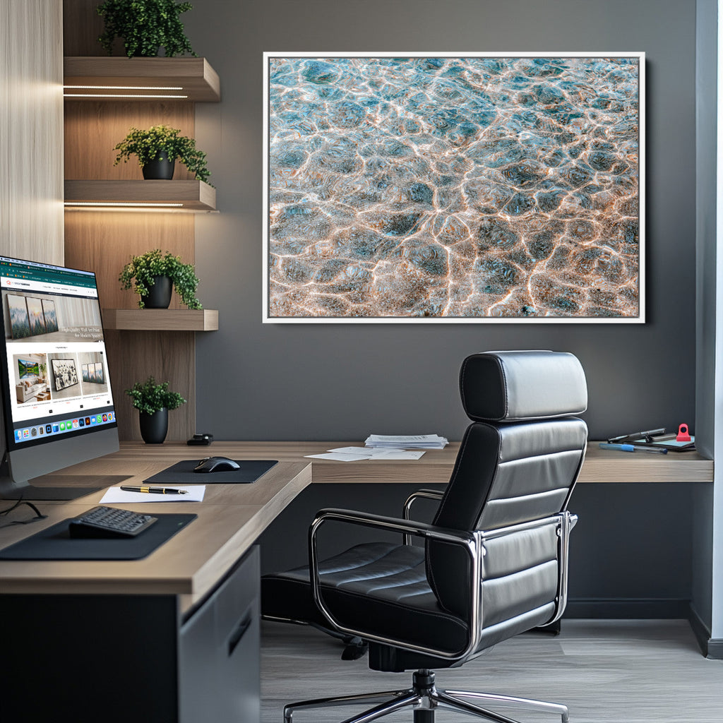 Clear Water Wall Art Canvas Print | Framed Sunlit Ocean Ripples