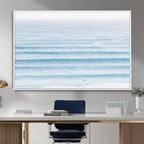 Ocean Wave Surfer Wall Art | Framed Minimal Seascape Canvas