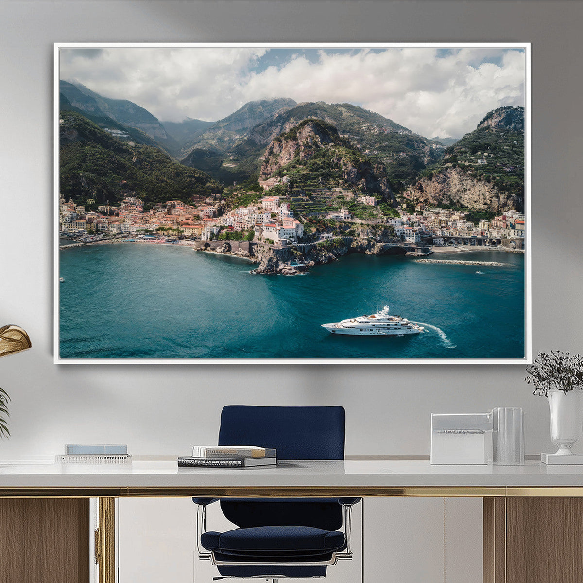 Amalfi Coast Wall Art | Framed Italian Seaside Canvas