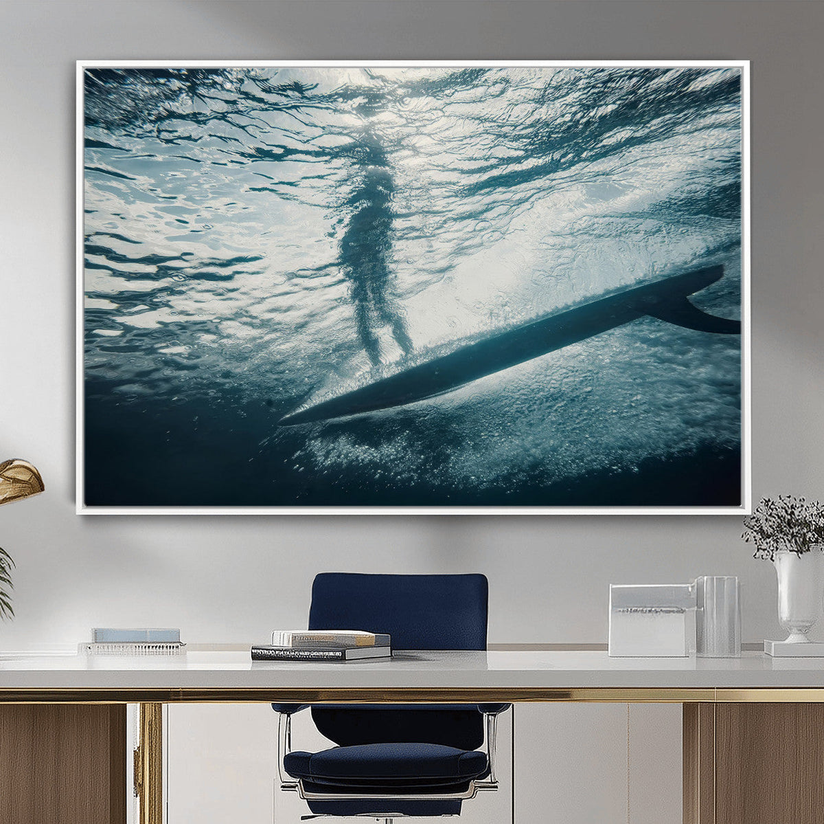 Underwater Surf Wall Art | Framed Ocean Wave Canvas Artwork