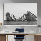 Coastal Wall Art | Framed Black White Ocean Canvas Artwork