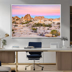 Vibrant Sunset Sky Wall Art Canvas Print, Framed Joshua Tree Desert Artwork