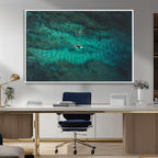 Ocean Surf Wall Art Canvas Print, Framed Vibrant Blue Waters Seascape Artwork