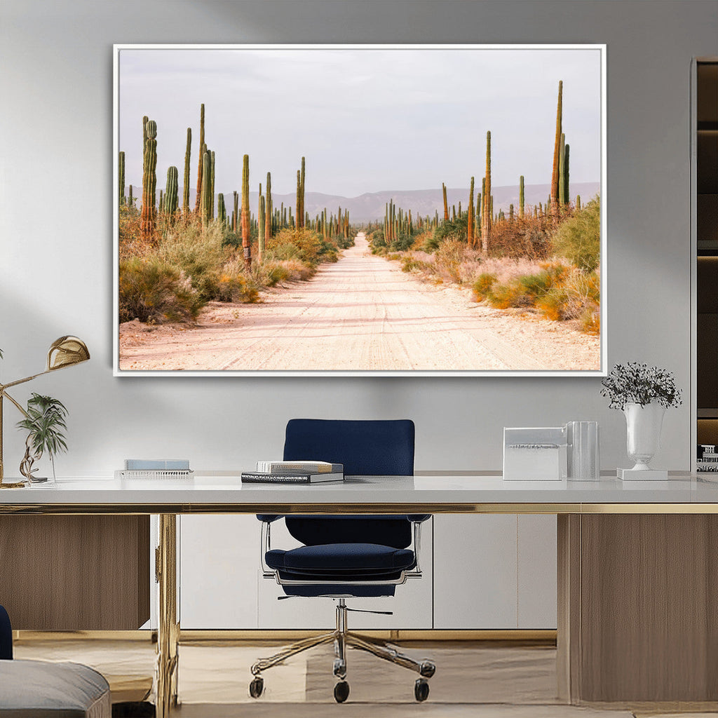 Desert Cactus Wall Art Canvas Print, Framed Southwestern Art, Bohemian Western Decor