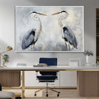 Heron Wall Art Canvas Print, Framed Bird Canvas Decor, Nature Inspired Coastal Art