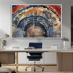 Tree Rings Wall Art Canvas Print, Framed Petrified Wood Modern Rustic
