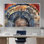 Tree Rings Wall Art Canvas Print, Framed Petrified Wood Art, Modern Rustic Decor