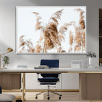 Pampas Grass Wall Art Canvas Print, Framed Neutral Tones Minimalist Boho
