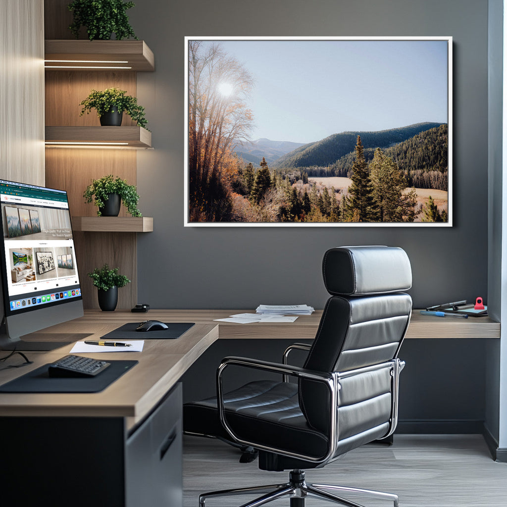 Rustic Landscape Wall Art Canvas Print, Serene Valley Scene