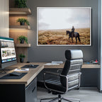 Cowboy Wall Art Canvas Print, Framed Western Rustic Ranch Scene
