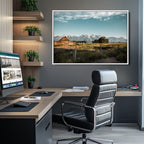 Rustic Farmhouse Wall Art Canvas Print, Teton Range Mormon Row Barn