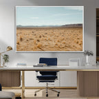 Desert Plains Wall Art Canvas Print, Golden Light Over Dry Grass and Open Horizon