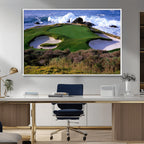 Ocean Cliff Golf Course Wall Art Canvas Print, Waves Crashing, Coastal Golf Landscape