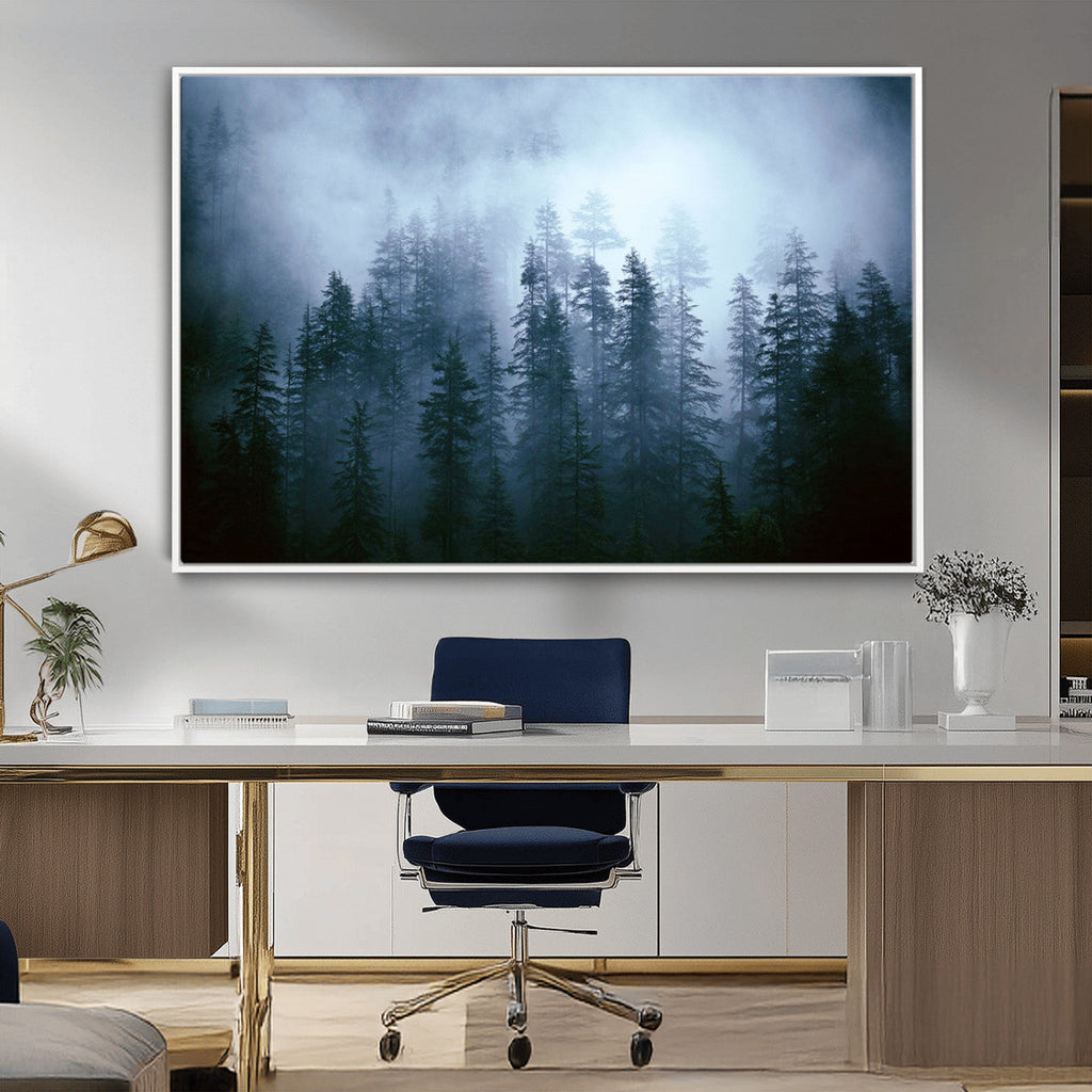 Foggy Pines Misty Forest Wall Art Print