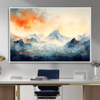 Warm Clouds Abstract Mountain Wall Art, Modern Landscape Canvas Print