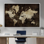 World Map Wall Art Canvas Print | Framed Travel Map Wall Art