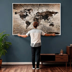 Personalized Push Pin World Map Wall Art Canvas Print, Customizable Framed Travel Map - NEWMAP-085