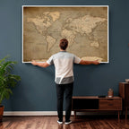 Dark World Map Canvas Print | Framed Travel Map Wall Art