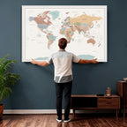 Pastel Colors World Map Wall Art Canvas Print